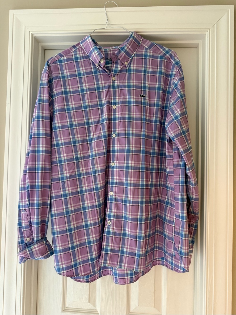 Vineyard Vines Purple and Blue Plaid Button-Down Shirt